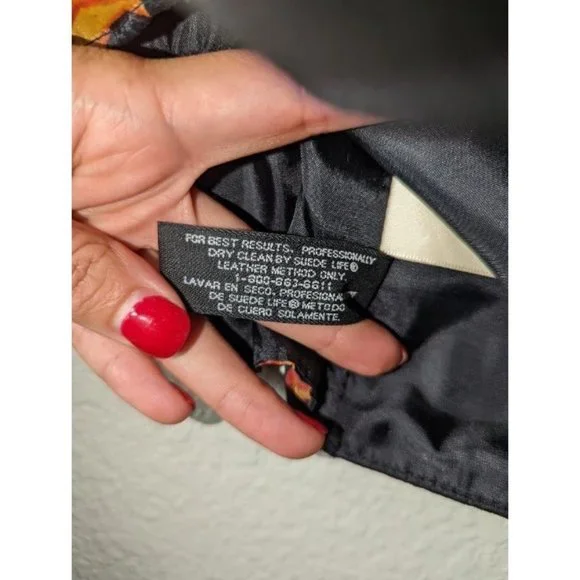 Vintage 90's The Original Arizona Jean Company Black Suede Large Boho Vest - Picture 7 of 10